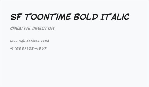 SF Toontime Bold Italic Business Card