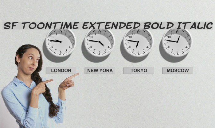 SF Toontime Extended Bold Italic Font examples
