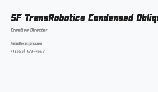 SF TransRobotics Condensed Oblique Business Card