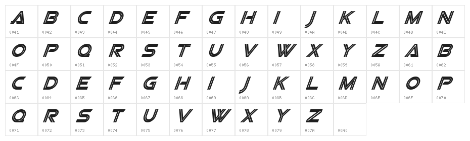 SF Viper Squadron Italic Character Map