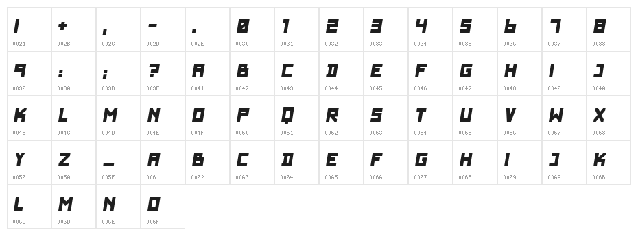 SF WADIM GIANT ITALIC Character Map
