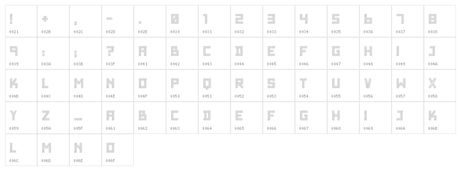 SF WADIM GIANT LINES Character Map