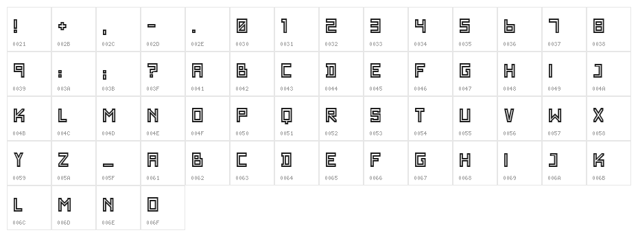 SF WADIM GIANT OUTLINE Character Map