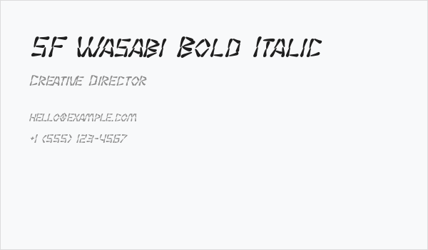SF Wasabi Bold Italic Business Card