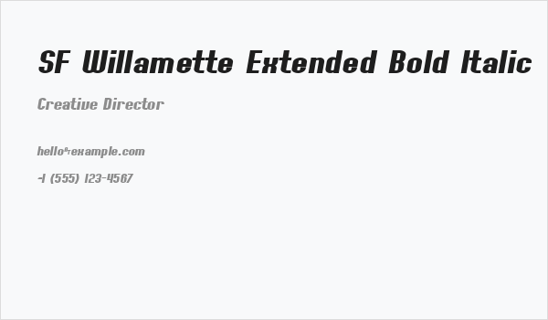 SF Willamette Extended Bold Italic Business Card