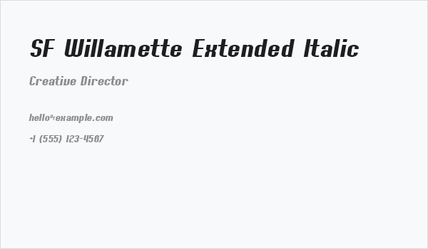 SF Willamette Extended Italic Business Card