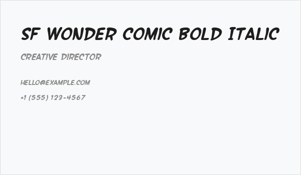 SF Wonder Comic Bold Italic Business Card