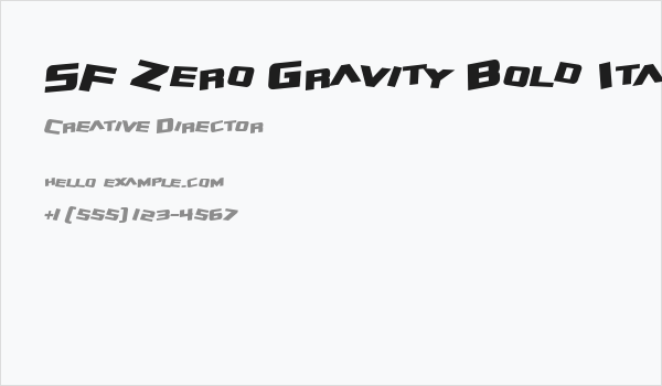SF Zero Gravity Bold Italic Business Card