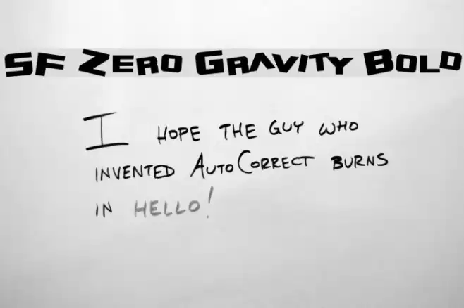 SF Zero Gravity Bold Font examples