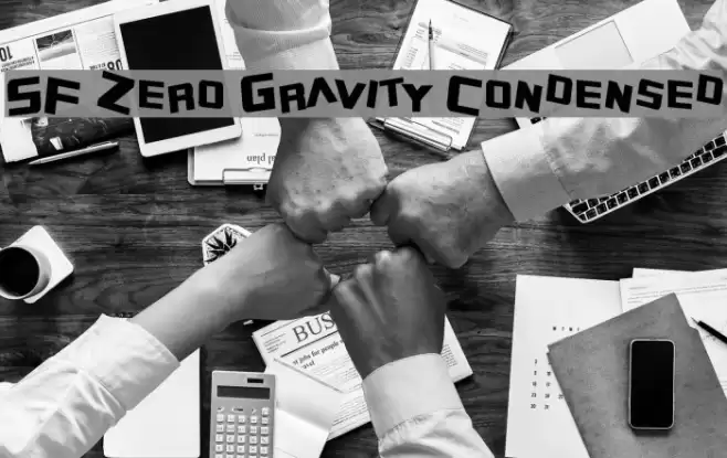 SF Zero Gravity Condensed Font examples