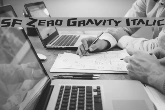 SF Zero Gravity Italic Шрифта examples