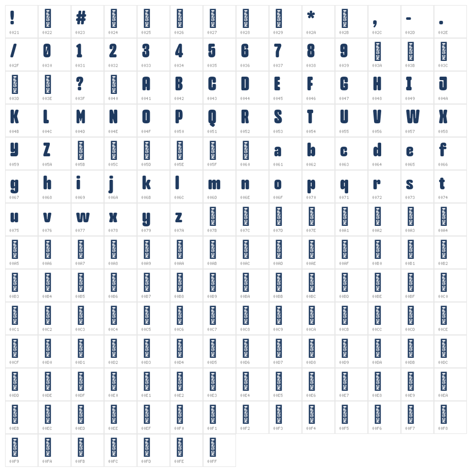 SG Larchett Regular DEMO Character Map