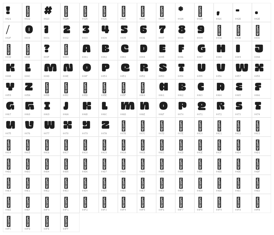 SG Noxville Regular DEMO Character Map