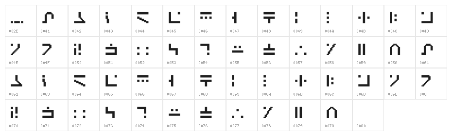 SGA Pixies Character Map