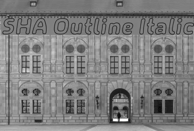 SHA Outline Italic Font examples