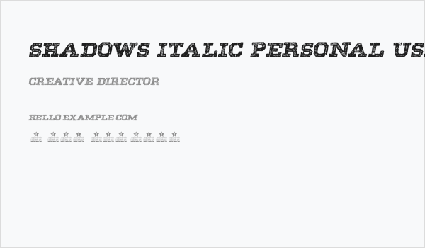 SHADOWS ITALIC PERSONAL USE Bold Italic Business Card