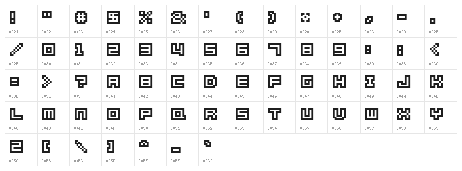 SHAKAGRAPHICS 05 Character Map