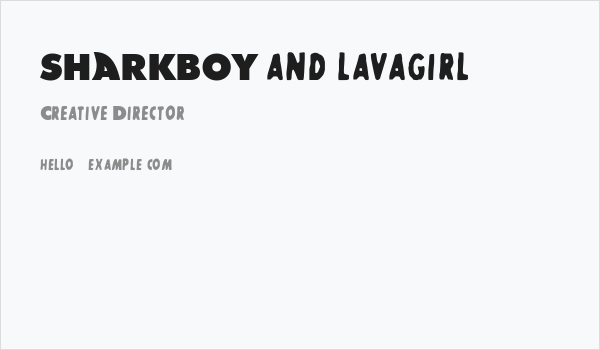SHARKBOY and lavagirl Business Card