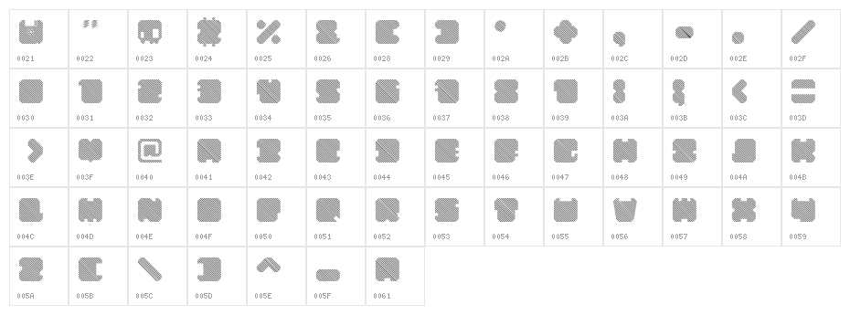 SHD TechnoType Italic Character Map