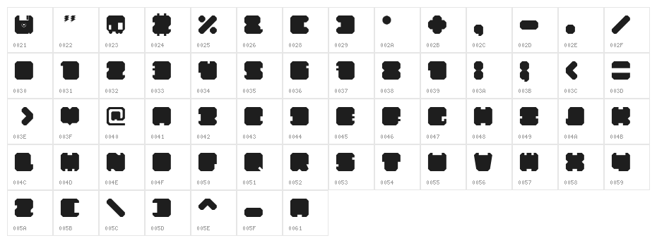 SHD TechnoType Character Map