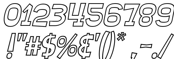 SHEROO Outline Italic Font OTHER CHARS