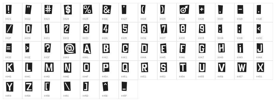 SHINJI BLUES Character Map