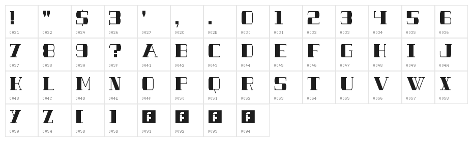 SHOWTUNES Regular Character Map