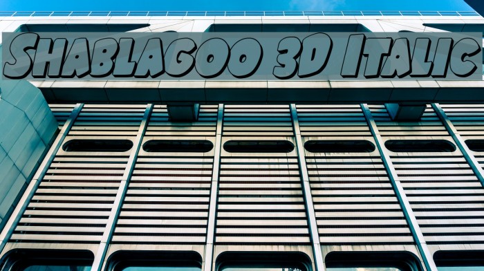 Shablagoo 3D Italic Font examples