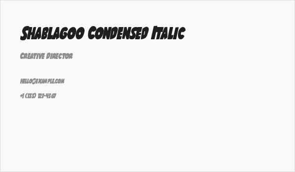 Shablagoo Condensed Italic Business Card