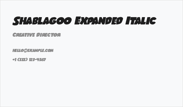 Shablagoo Expanded Italic Business Card