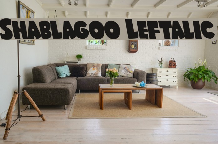 Shablagoo Leftalic Font examples