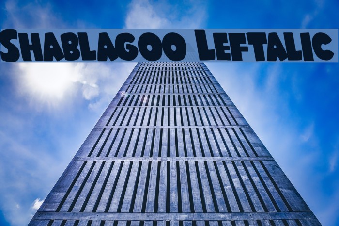 Shablagoo Leftalic Font examples