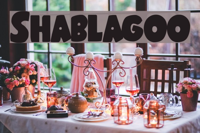 Shablagoo Font examples