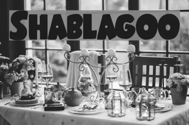 Shablagoo Font examples