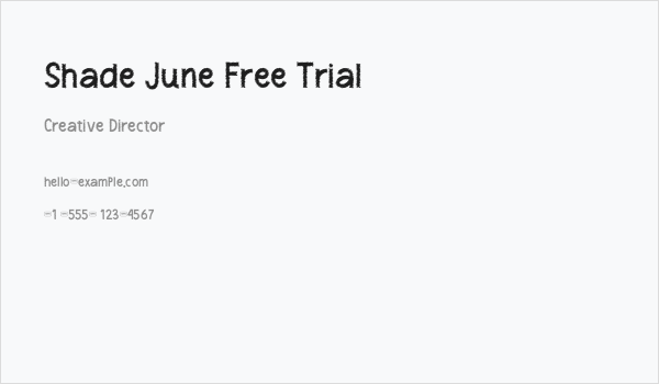 Shade June Free Trial Business Card