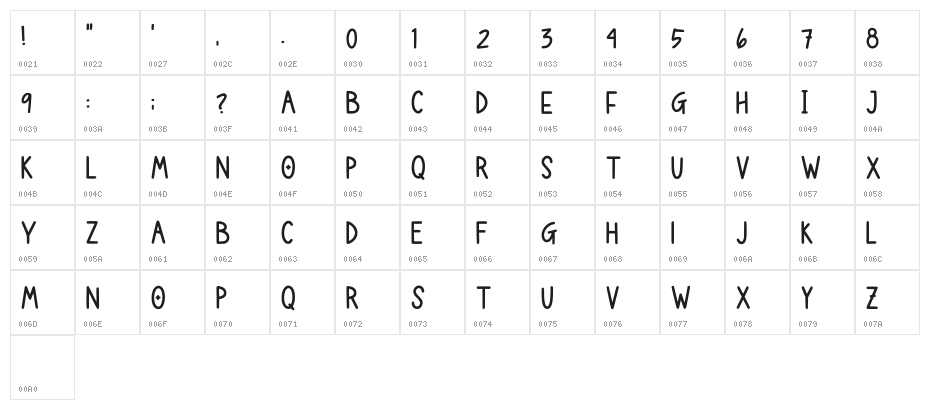 Shadeogrey Regular Character Map
