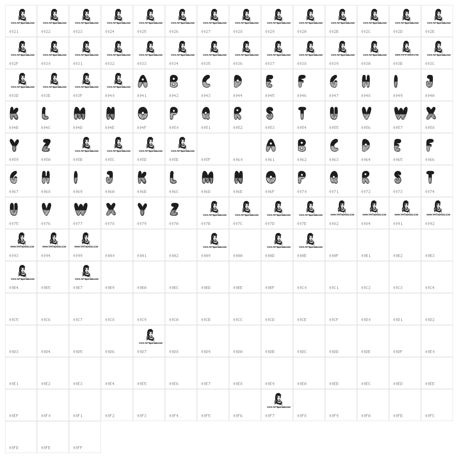 Shades of Black Character Map