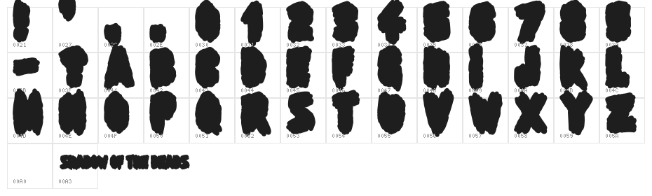 Shadow of the deads Under Character Map