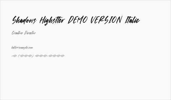 Shadows Highstter DEMO VERSION Italic Business Card