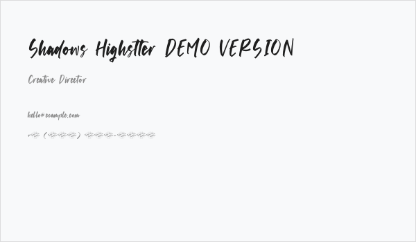 Shadows Highstter DEMO VERSION Business Card