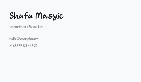 Shafa Masyic Business Card