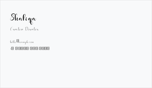 Shafiqa Business Card