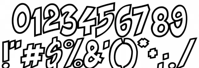 Shaka Pow Upright Hollow Font OTHER CHARS