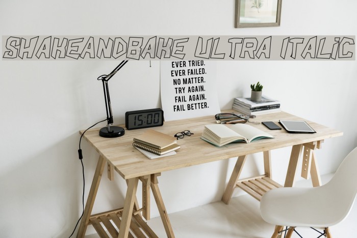 ShakeAndBake Ultra Italic Font examples