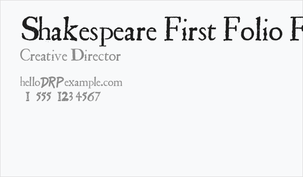 Shakespeare First Folio Font Business Card