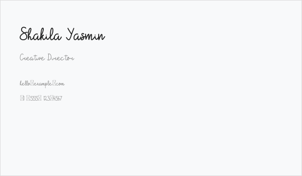 Shakila Yasmin Business Card