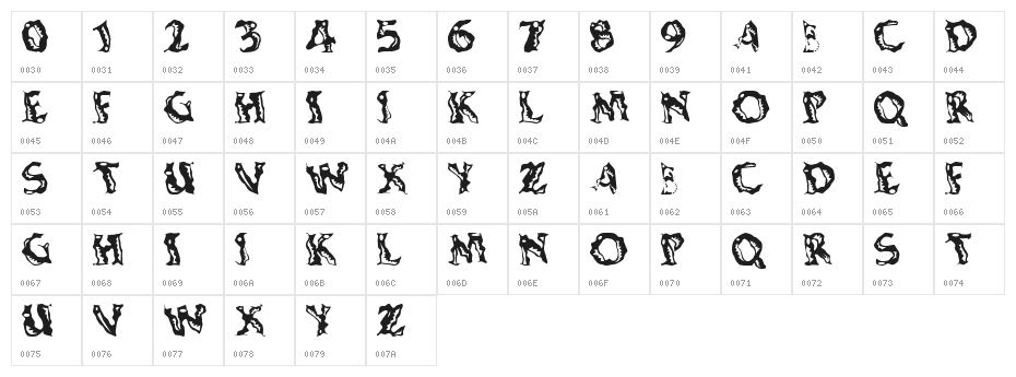 Shaking Salsa Character Map