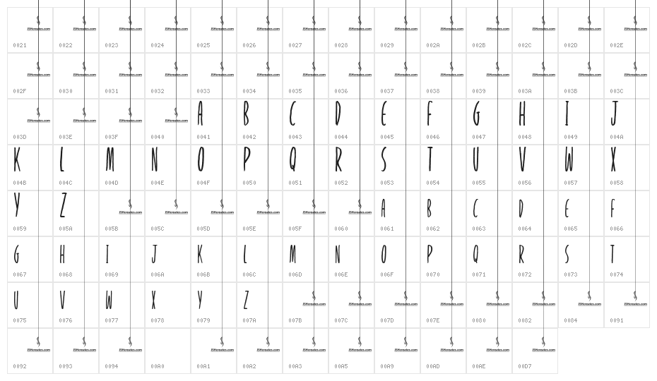 Shallow Grave Personal use Character Map