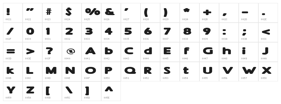 Sham Extra Bold Character Map