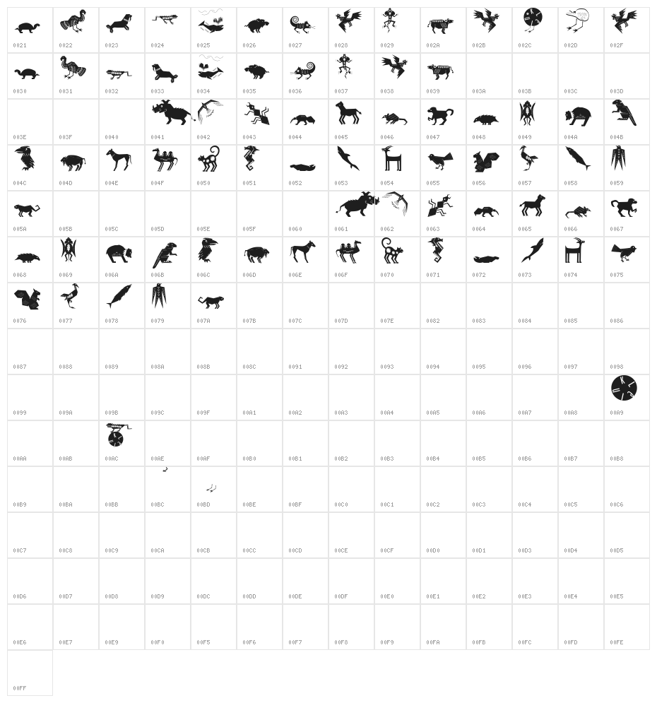 Shamanish Character Map